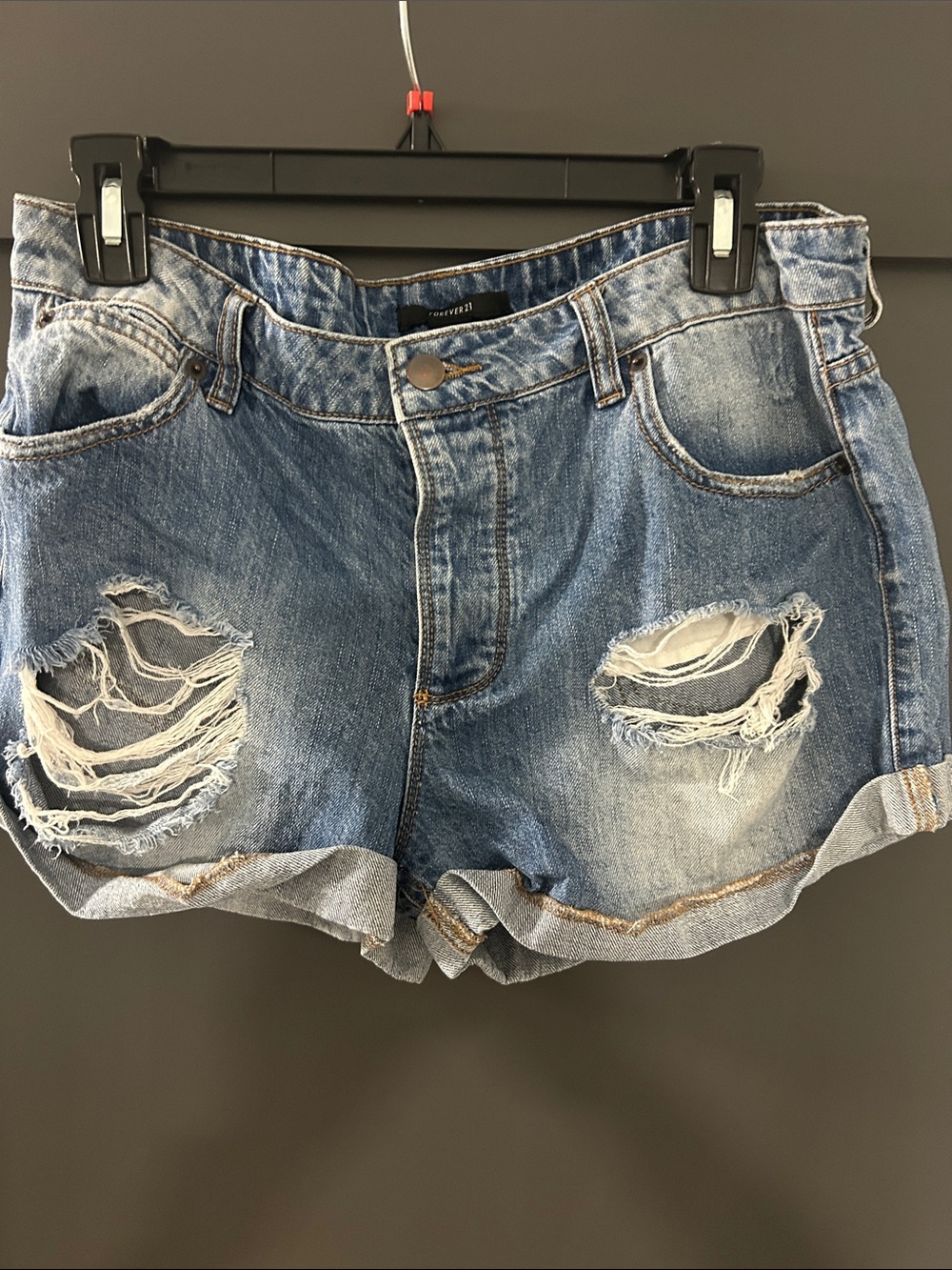 Women's Distressed Denim Jean Shorts - Blue